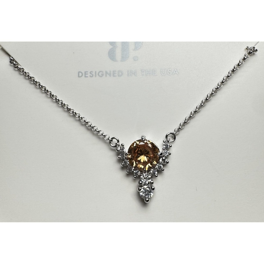 Bomb Party Necklace RBP5026 From Day One Dark Smokey Topaz Rhodium Plated